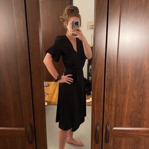 Black midi wrap dress